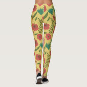 Leggings Floral sans couture motif rouge jaune vert fleurs (Dos)