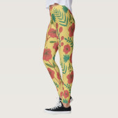 Leggings Floral sans couture motif rouge jaune vert fleurs (Gauche)