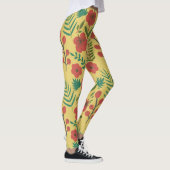 Leggings Floral sans couture motif rouge jaune vert fleurs (Droite)