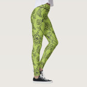 Leggings Floral sans couture motif vert bg nom personnalisé (Droite)