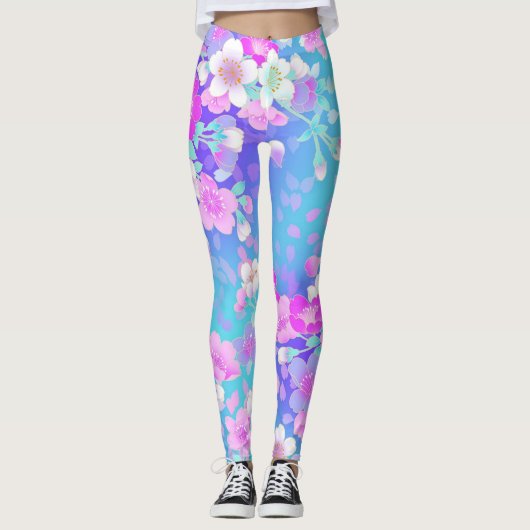 Leggings Floral sur bleu (Devant)