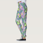 Leggings Floral tropical, Botanique, lilas, vert, rose, fl (Gauche)