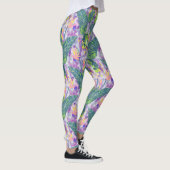 Leggings Floral tropical, Botanique, lilas, vert, rose, fl (Droite)