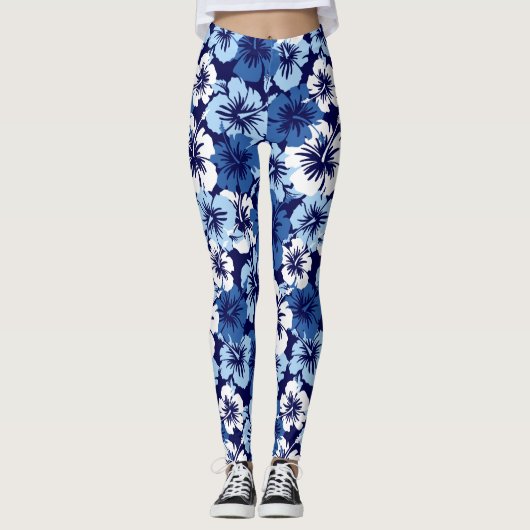 Leggings Floral tropical hawaïen de ketmie épique (Devant)