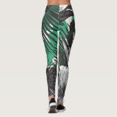 Leggings Floral Tropical Hawaiian Arrière - plan Vert et bl (Dos)