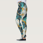 Leggings Floral Turquoise or bleu japonais (Gauche)
