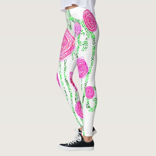 Leggings Floral vert et rose (Gauche)