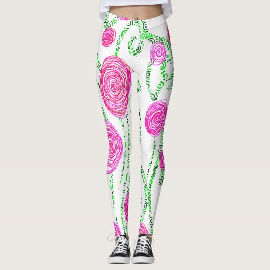Leggings Floral vert et rose (Devant)