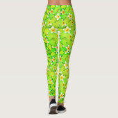 Leggings Floral Vert Feuille Fleurs Jaunes Motif-61717 (Dos)