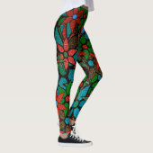 Leggings Floral vert orange Turquoise (Droite)