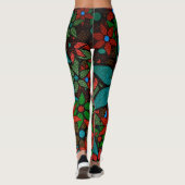 Leggings Floral vert orange Turquoise (Dos)