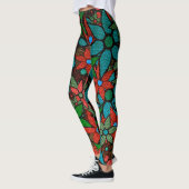 Leggings Floral vert orange Turquoise (Gauche)