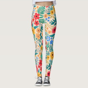 Leggings Floral vintage, Petites Fleurs Colorées.