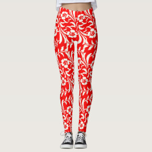 Leggings Floral vintage rouge et blanc