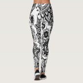 Leggings florale inspirée du henné blanc et noir (Dos)