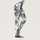 Leggings florale inspirée du henné blanc et noir (Droite)