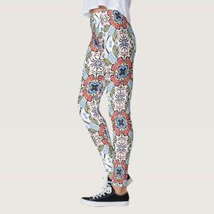 Leggings Floraux à Motif Mandala Henna Coloré
