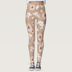 leggings floraux aux pivoines vintage