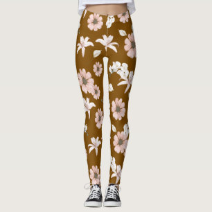 leggings floraux aux pivoines vintage