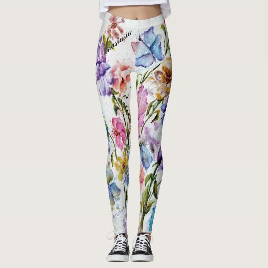 LEGGINGS FLORAUX BLANCS (Devant)