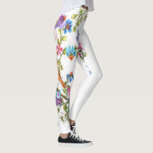 LEGGINGS FLORAUX BLANCS AVEC OISEAU JAUNE (Droite)