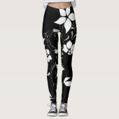 Leggings floraux blancs pour femmes (Devant)