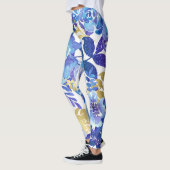 Leggings floraux bleus et or (Gauche)