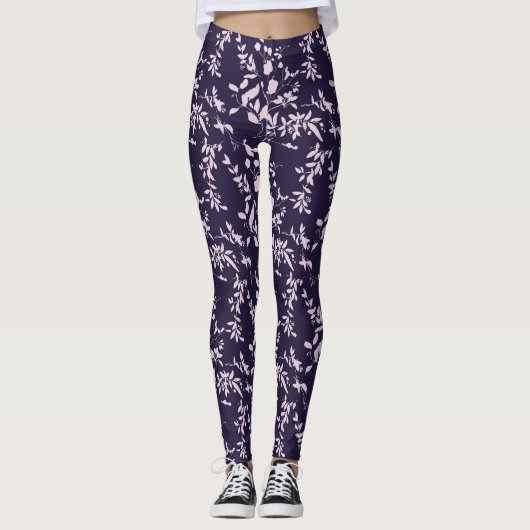 Leggings floraux bleus/roses pour femmes (Devant)