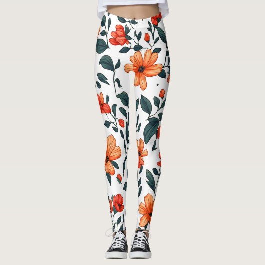 Leggings Floraux Botaniques Colorés (Devant)
