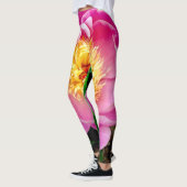 Leggings floraux de Dahlia rose et jaune (Gauche)