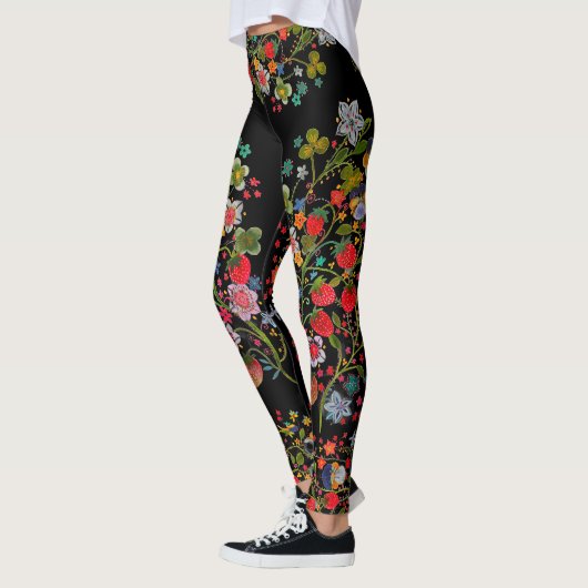 Leggings floraux de fraise Boho (Gauche)