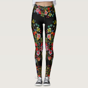 Leggings floraux de fraise Boho