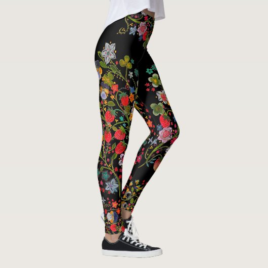 Leggings floraux de fraise Boho (Droite)