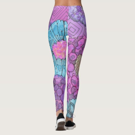 Leggings floraux de lavande (Dos)