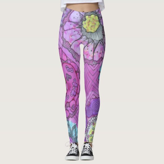 Leggings floraux de lavande (Devant)