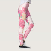 Leggings floraux de pivoines rose et jaune (Droite)