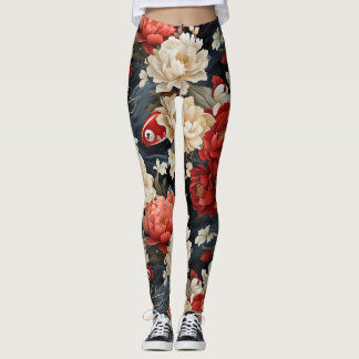 Leggings floraux de poissons de Koi
