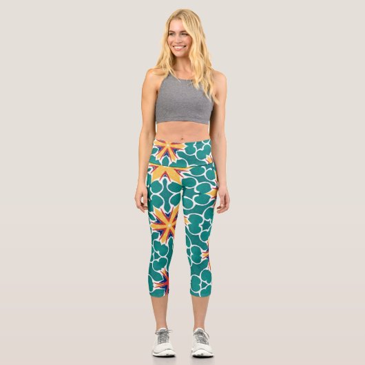 Leggings floraux de Starburst géométrique (Recto)