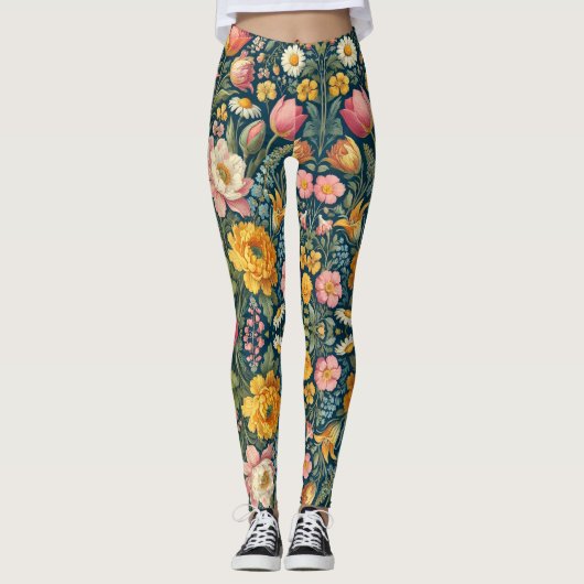 Leggings floraux du jardin de printemps (Devant)