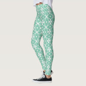 Leggings Floraux Géométriques Vert Menthe (Gauche)
