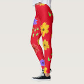 Leggings floraux gras rouges (Gauche)