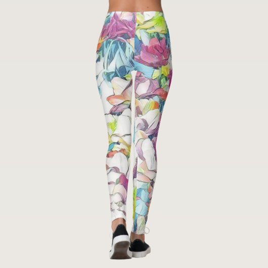 Leggings floraux multicolores (flottants) (Dos)