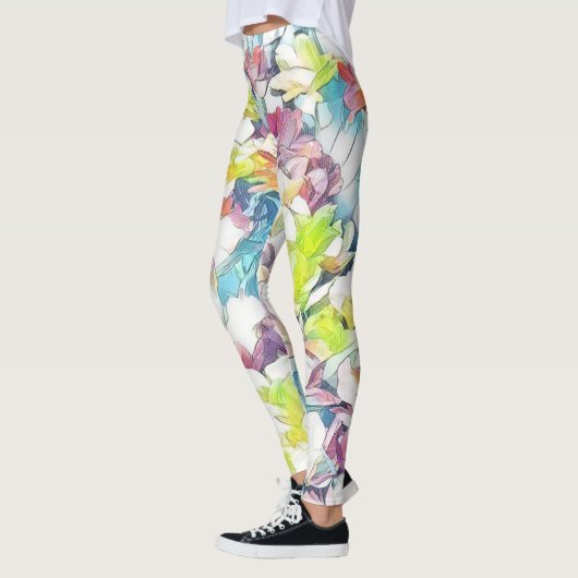 Leggings floraux multicolores (flottants) (Gauche)