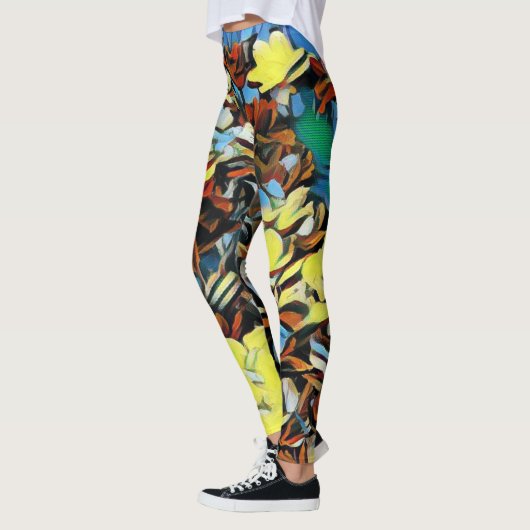 Leggings floraux multicolores vibrants (Gauche)
