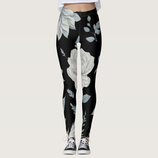 Leggings floraux noirs (Devant)