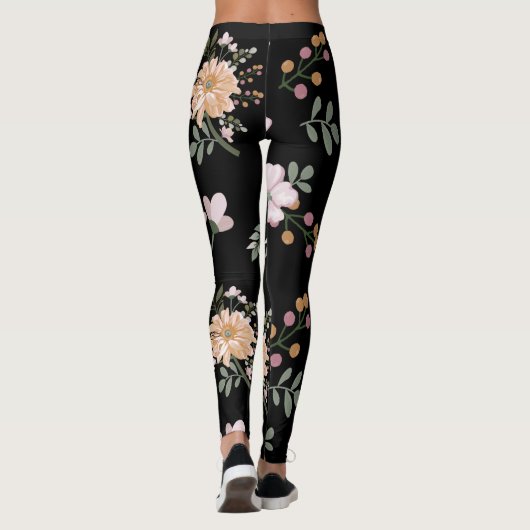 Leggings floraux noirs (Dos)