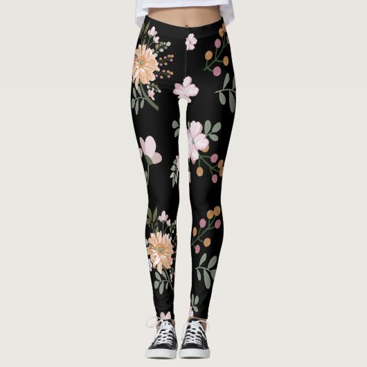 Leggings floraux noirs (Devant)
