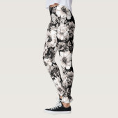Leggings floraux noirs et blancs (Gauche)