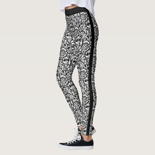 Leggings Floraux Noirs Et Blancs (Gauche)