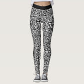 Leggings Floraux Noirs Et Blancs (Devant)